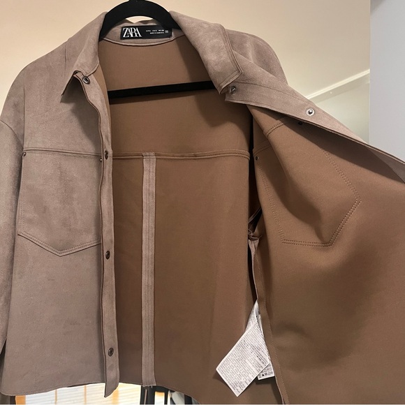 Zara Faux Suede Women's Tan Jacket S - Picture 7 of 7